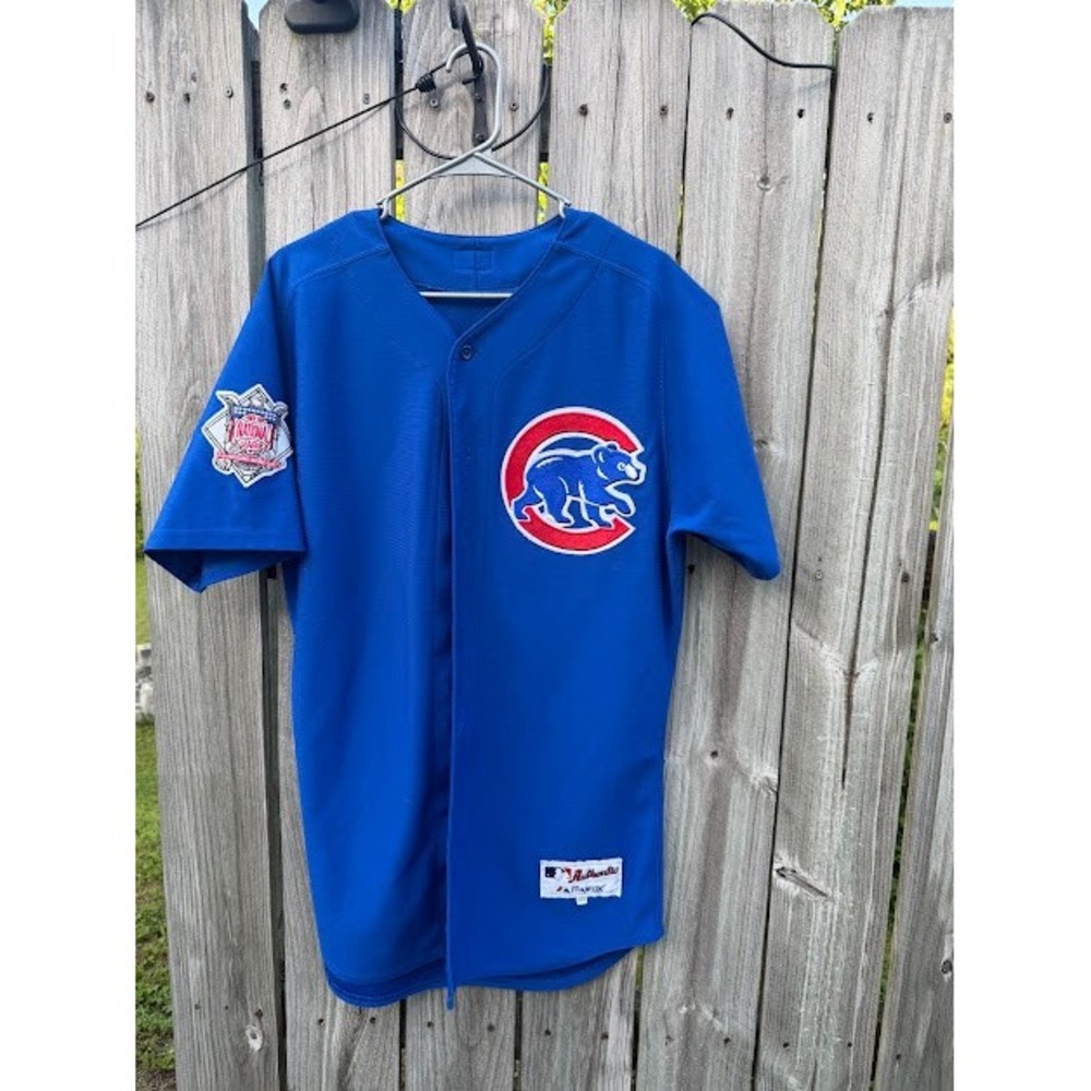 Vintage MLB Majestic Chicago Cubs Baseball Jersey Mens L Blue